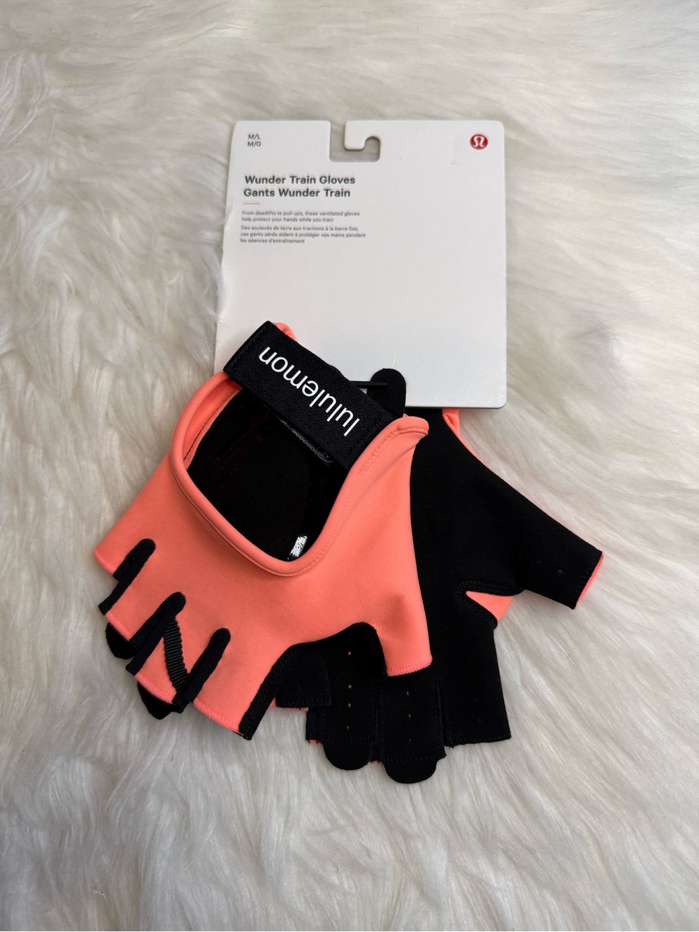 Lululemon Wunder Train Gloves Size M/L JYPH BLK New Half-Finger Gloves